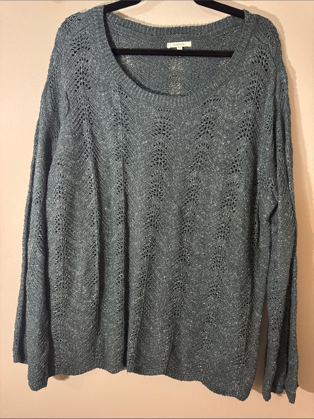 Maurices Shimmery Slate Blue Scoopneck Knit Sweater